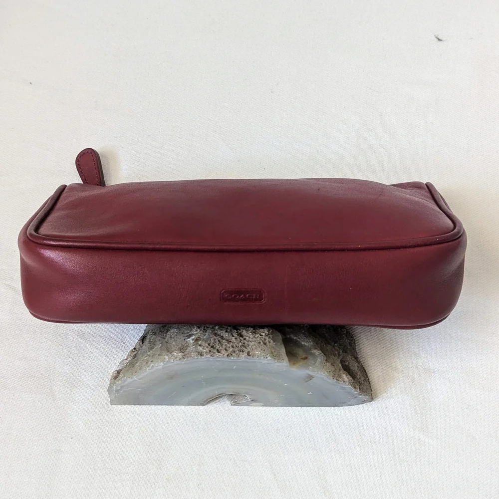 Vintage Coach Burgundy Leather Cosmetic Case Pouch Clutch
